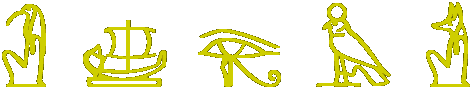 Figures styled as Egyptian heiroglyphs, including symbols similar to those found in key architectural records of the Zodiac.
Some of the earliest evidences of the use of Decans are Egyptian.